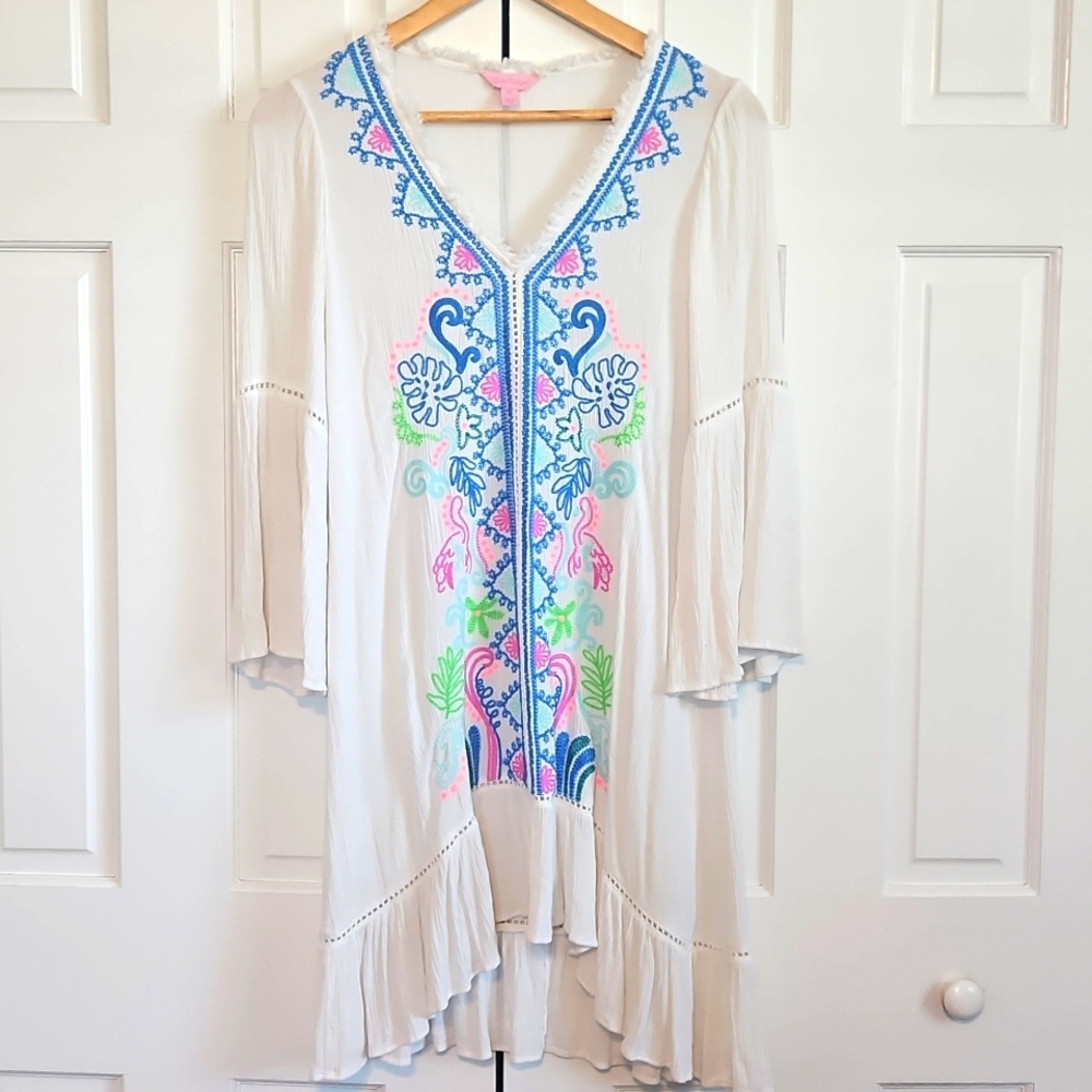 Lilly Pulitzer Tavvy Embroidered Tunic Dress Swim Coverup XS - Picture 2 of 4